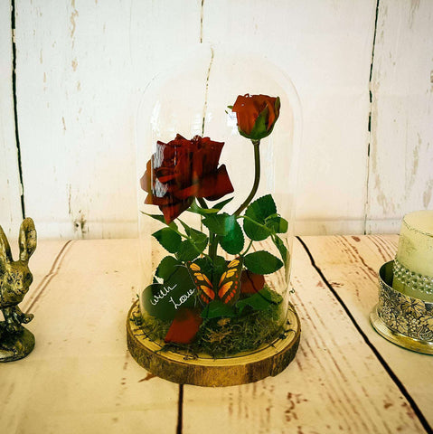 Beauty & The Beast inspired enchanted rose in a glass dome, Glass dome